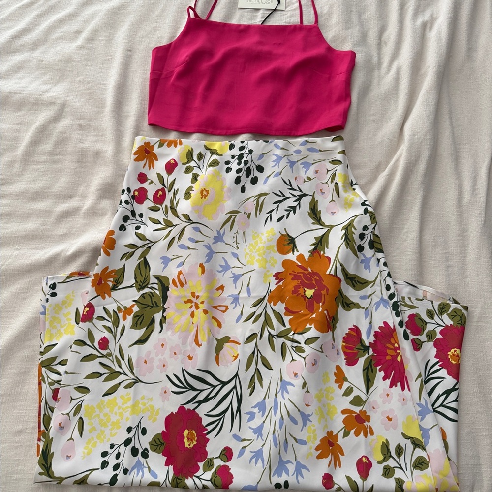 Floral Maxi Dress with Pink Top